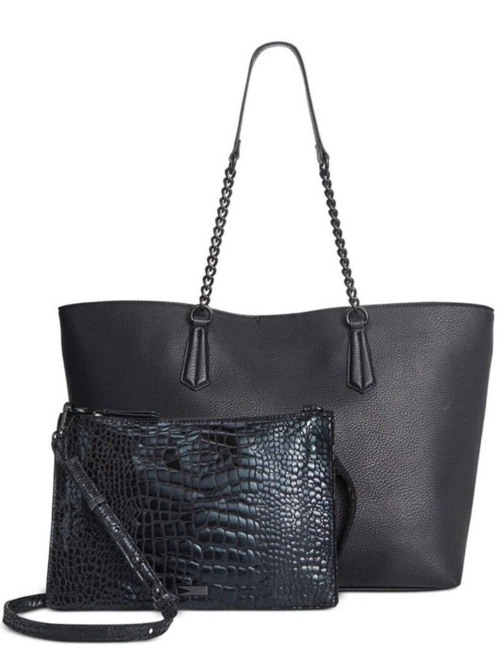 I.N.C. International Concepts Zoiey 2-In-1 Extra-Large Tote w/black crocodile